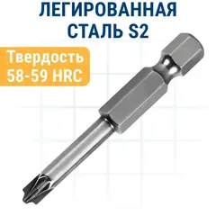 Бита отверточная ПРАКТИКА Профи PZ/FL1 х 50мм, для электротехнических работ (2шт), (906-807)