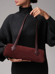 Сумка женская багет на плечо зимняя вишня