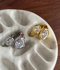 84542 - Кольцо разъемное ДВА КАМНЯ  в стилистике POISON DROP лимонная позолота/серебро