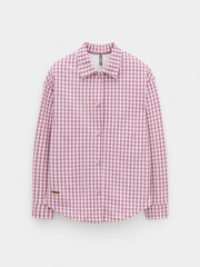 рубашка  для девочки  КР 302567/темная орхидея,маленькая клетка к595