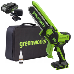 Цепная мини-пила Greenworks GD24CSMNXK2 24V (15 см) аккумуляторная, с АКБ 2 А/ч и ЗУ