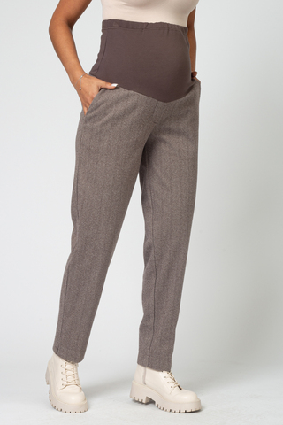 Брюки для беременных 16473 тёмно-коричневая ёлочка