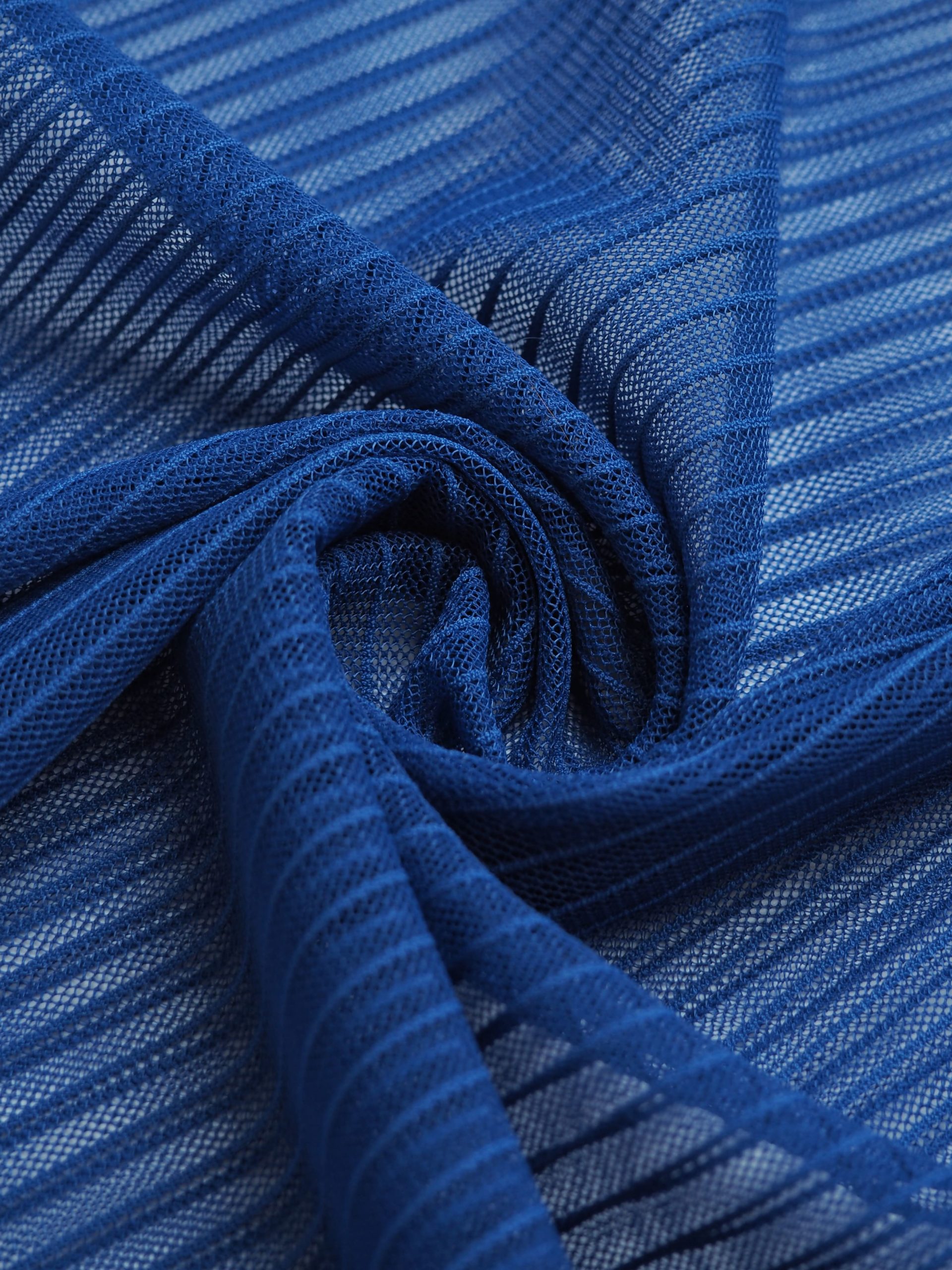 Сетка в полоску ультрамарин малоэластичная метражом