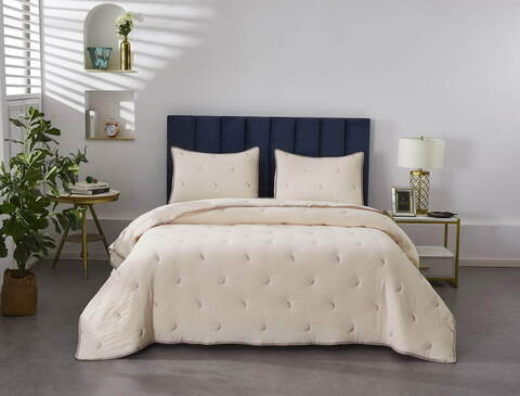 Покрывало 230x250 и 2 наволочки 50х70 Sofi De MarkO Эрика кремовое