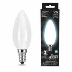 Лампа Gauss LED Filament Свеча 9W E14 610 lm 4100K milky 103201209