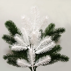 Еловая ветка искусственная, набор 3 ветки, 1 белая и 2 зеленые, декор зимний, рождественский, 45 см.