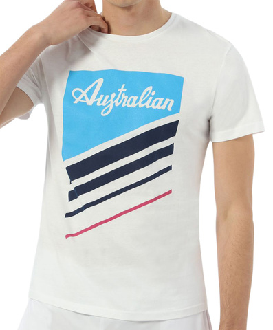 Теннисная футболка Australian T-Shirt Cotton Printed - bianco