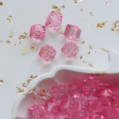 Бусины для сумочек, акриловые, кубик 10 мм, розовый , 100 гр., БС042