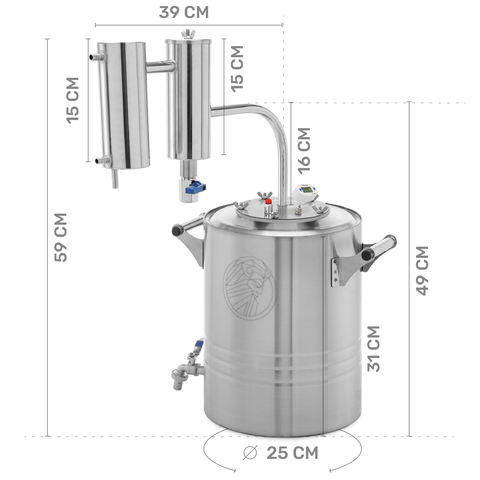 Самогонный аппарат со змеевиком и сухопарником Классик, 15 л