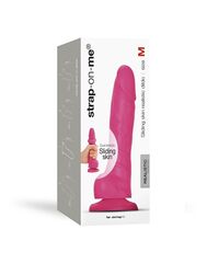 Розовый фаллоимитатор Strap-On-Me Sliding Skin Realistic Dildo size M - 