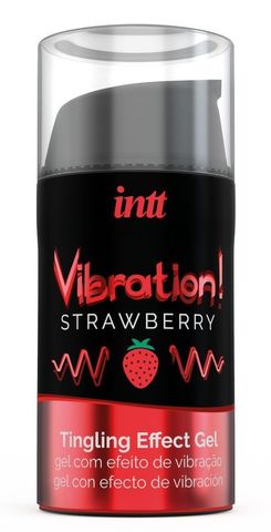 Жидкий интимный гель с эффектом вибрации Vibration! Strawberry - 15 мл. - INTT VIB0001