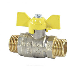 Кран шаровой латунь никель газ Pride Ду 15 Ру40 НР полнопроходной бабочка аналог 11б27п LD 47.15.Н-Н.Б