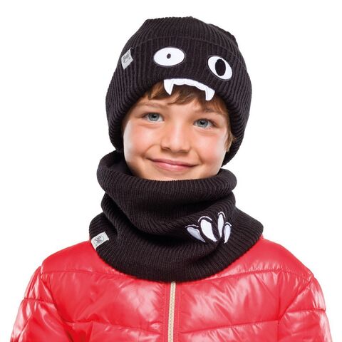 Картинка шапка вязаная Buff hat knitted Frint Black - 2