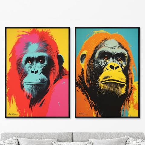 ArtNoMore - Набор из 2-х репродукций картин на холсте Vibe collection, Orang Utan, 2024г.