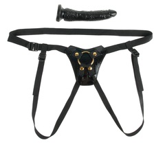 Чёрный с золотом женский страпон Designer Strap-On - 