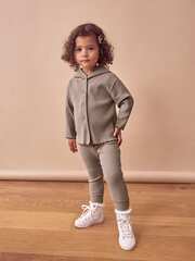 Кардиган с капюшоном и легинсы в комплекте для девочки Next 386-082, Хаки