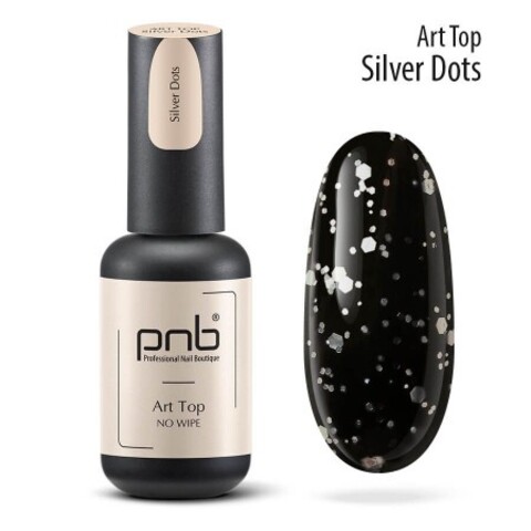 Art Top PNB Silver Dots No Wipe 8 ml/Топ с серебряными шестигранниками 8 мл