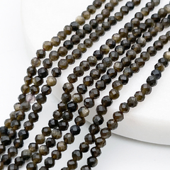 Обсидиан "Золотой" граненый бусины, размер около 3 мм, цена за нить 38 см