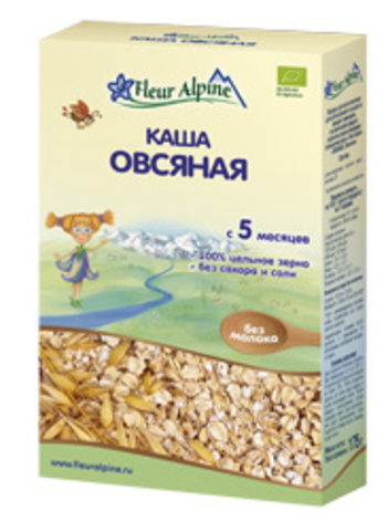 Каша Fleur Alpine Organic овсяная гипоаллергенная безмолочная