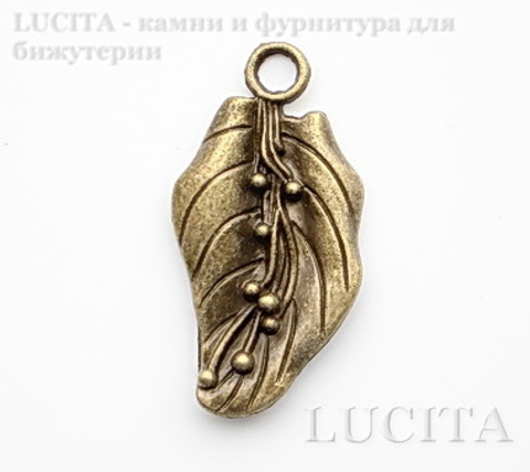 Подвеска "Лист" 41х21 мм (цвет - античная бронза)