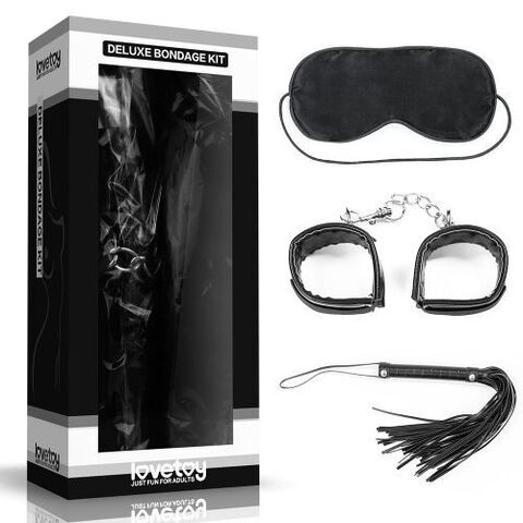 БДСМ-набор Deluxe Bondage Kit для игр: маска, наручники, плётка - Lovetoy SM1004