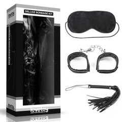 БДСМ-набор Deluxe Bondage Kit для игр: маска, наручники, плётка - 