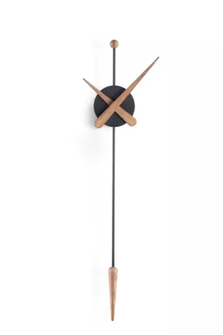 Часы Nomon Punta (основа - черный полистирол/стрелки и маятник - дуб). D=28см, H=63см