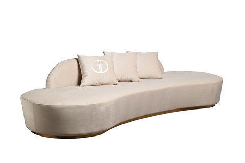 Диван трехместный 75x112x290см Garda Decor Lea велюровый кремовый