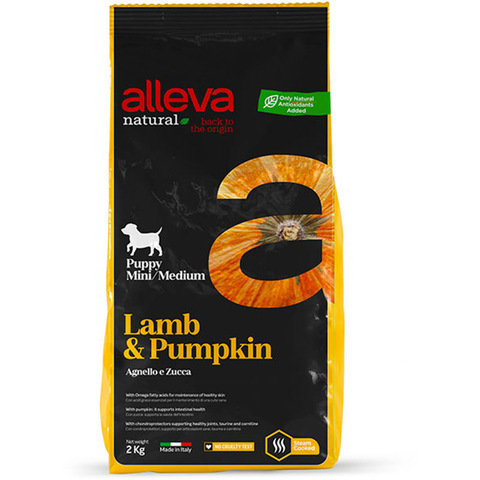 Сухой корм Alleva Natural Puppy Lamb&Pumpkin Mini/Medium ягненок и тыква для щенков 2кг(Аллева)