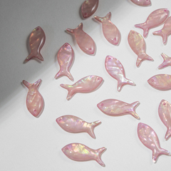 Бусина в форме рыбки из розового акрила с перламутром, 25*10мм