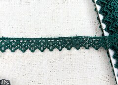 Кружево плетеное, ш. 1,8 см, тёмно-зелёный