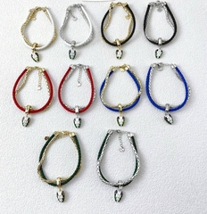 Браслет двойной SERPENTi с подвеской змея из стали и кожи