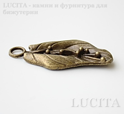 Подвеска "Лист" 41х21 мм (цвет - античная бронза)
