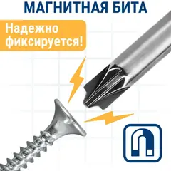 Бита отверточная ПРАКТИКА Профи PZ/FL1 х 50мм, для электротехнических работ (2шт), (906-807)