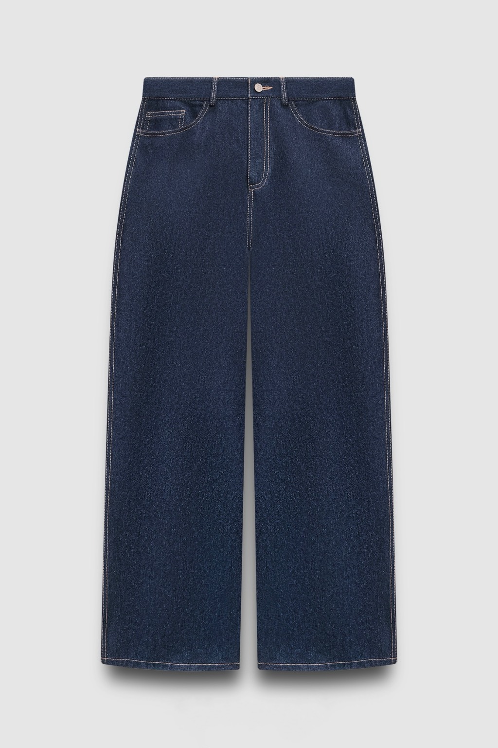 Джинсы Wide leg со вставками, темно-синий