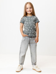 фуфайка  для девочки  КР 302814/пряный базилик,нежные цветочки к585