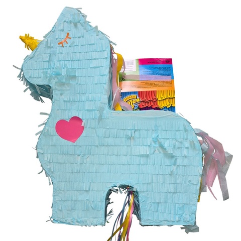 Пиньята Единорог голубой с лентами