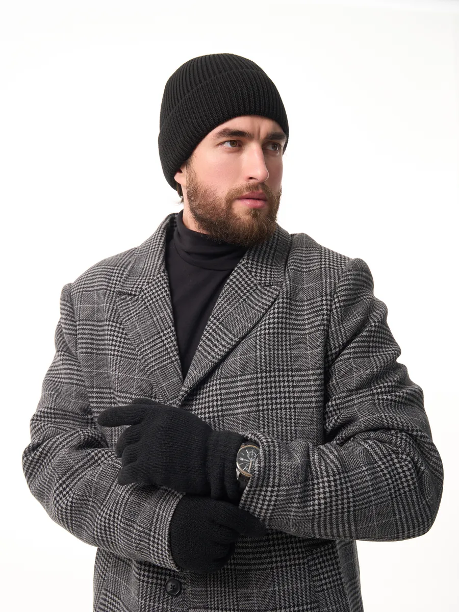 Шапка зимняя на флисе вязаная осень