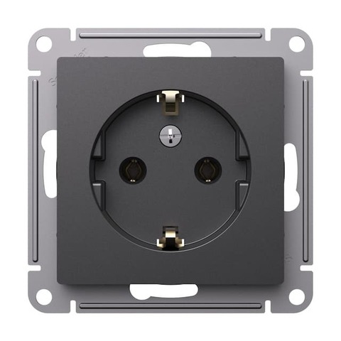 Розетка с заземлением, 16А. Цвет Базальт. Schneider Electric AtlasDesign. ATN001443