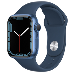 Apple Watch Series 7GPS,  41mm Blue Aluminium Case with Abyss Blue Sport Band - Regular (MKN13GK/A)