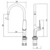 Lemark LM3705BLR Смеситель для кухни с высоким поворотным изливом, высота излива 28 см, длина 20 см, латунь/чёрный/розовое золото