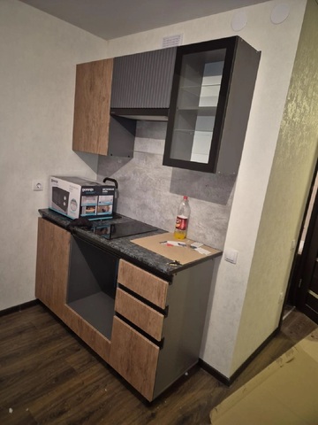 Кухня Техно-6 1.5 м графит / графит софт