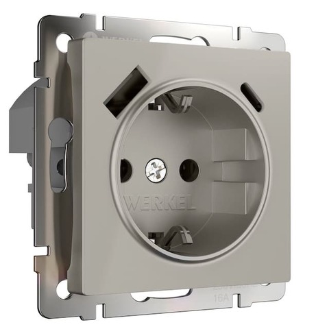 Розетка электрическая с USB зарядкой 2К+З/2хUSB тип А/C, с заземлением и шторками - 16 А - 250 В~. Цвет Дымчатый. Werkel(Веркель). Встраиваемые механизмы. a069465 / W1271704