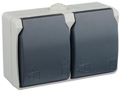 Розетка 2-м ОП Форс РСб22-3-ФСр с защ.крышкой с заземл.IP54 ИЭК ERS22-K03-16-54-DC