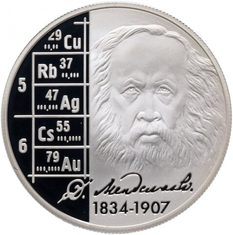 2 рубля. Учёный-энциклопедист Д.И. Менделеев - 175 лет со дня рождения. 2009 год. Proof