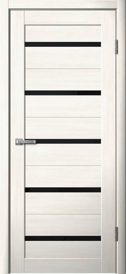 Дверь межкомнатная Двероникс 06Л, цвет снежный ясень, экошпон, стекло черное