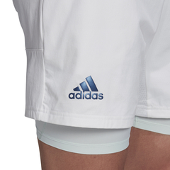 Шорты теннисные Adidas 2in1 Short Heat Ready 7in - white/tech indigo