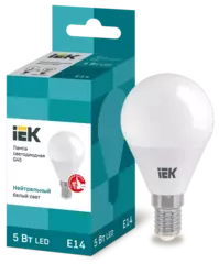Лампа светодиодная ECO G45 шар 5Вт 230В 4000К Е14 IEK  LLE-G45-5-230-40-E14