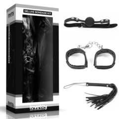 БДСМ-набор Deluxe Bondage Kit: наручники, плеть, кляп-шар - 