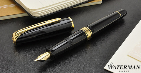 *Перьевая ручка Waterman Charleston, цвет: Black/GT, перо: F (13001 F)123